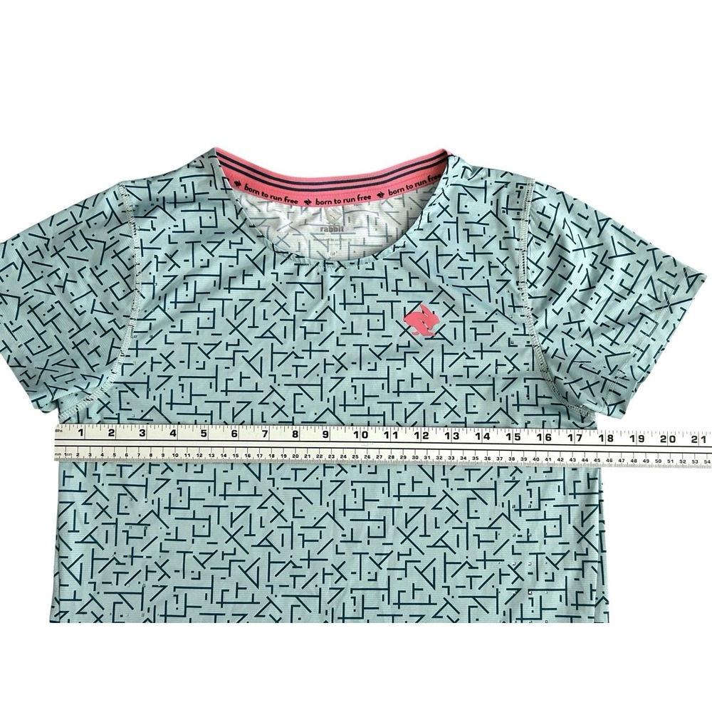 Rabbit Race Pace Tee Womens Small Blue Maze Running Lightweight Geometric - Picture 3 of 10